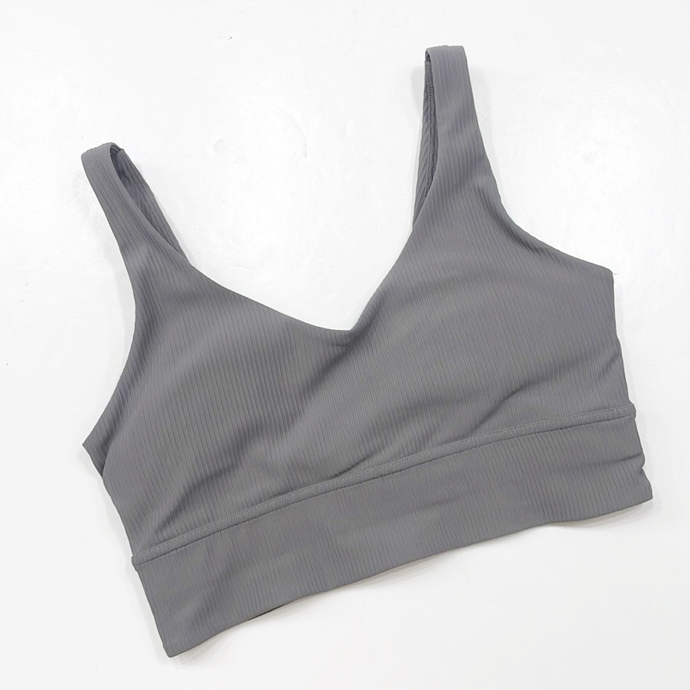 Peachy Bunz gray ribbed sports bra
